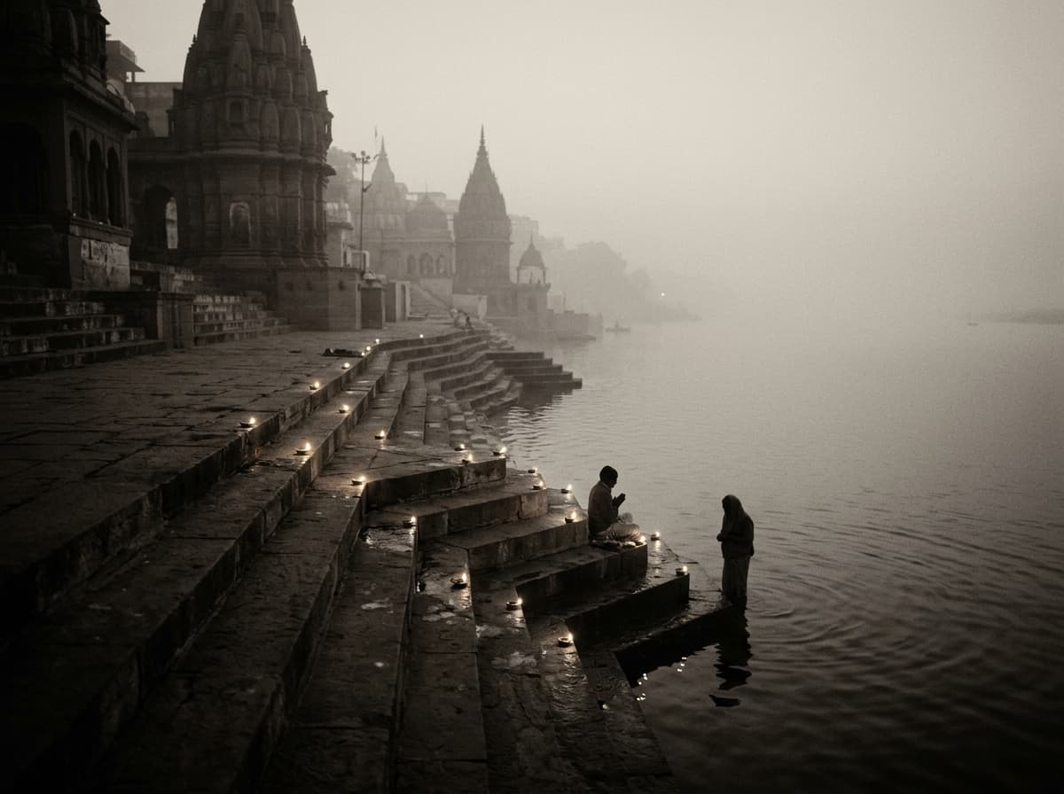 Holy River Ghats at Dawn