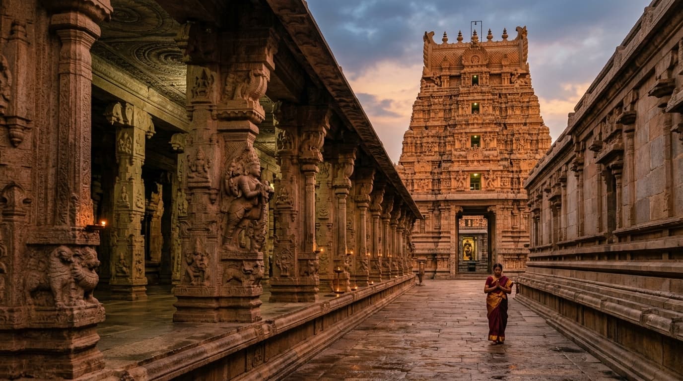 Temple corridor atmosphere